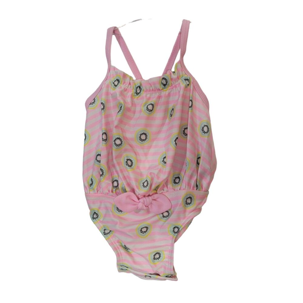 Cat and Jack girls swimsuit size 3-6‎ months pink striped with kiwi prints